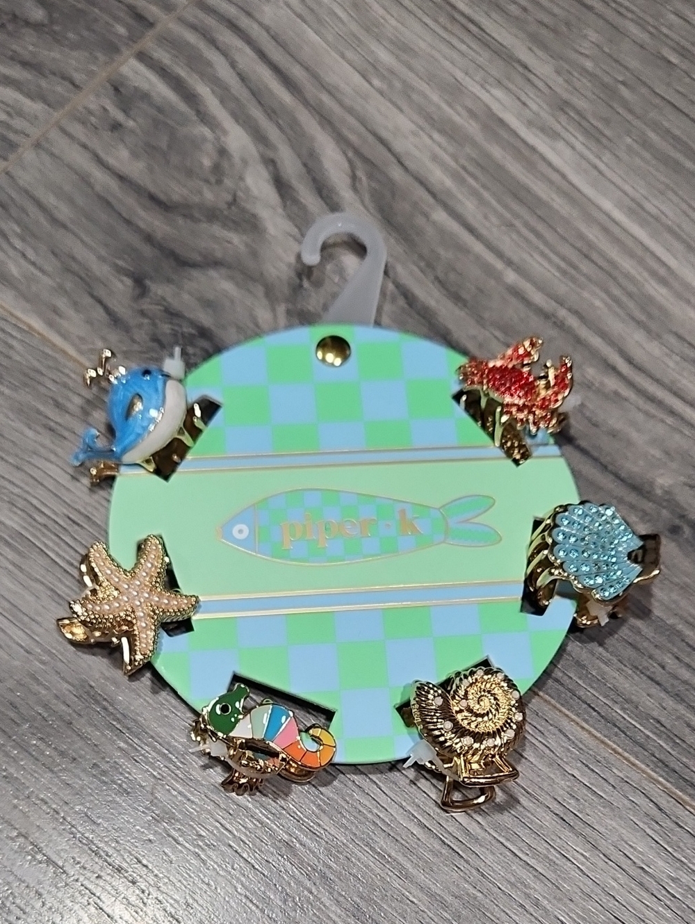 NWT Sea Life Enamel Mini Metal Hairclip Set with Starfish, Turtle, Crab, Fish